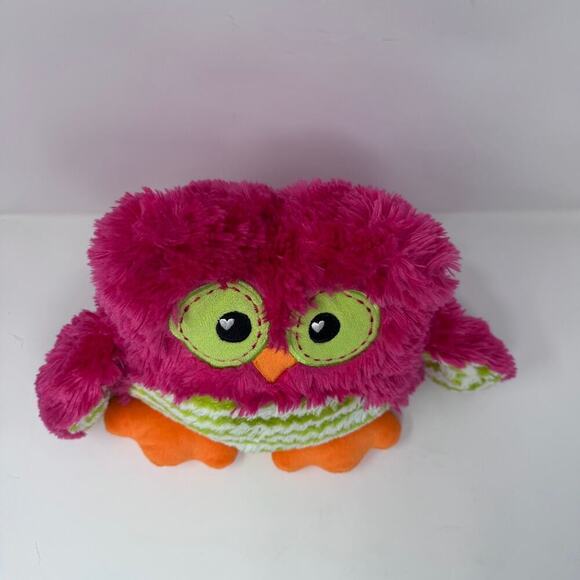 Dan Dee Collector's Choice Owl Plush Pink Green White Chevron Heart Shaped Eyes - Picture 7 of 12